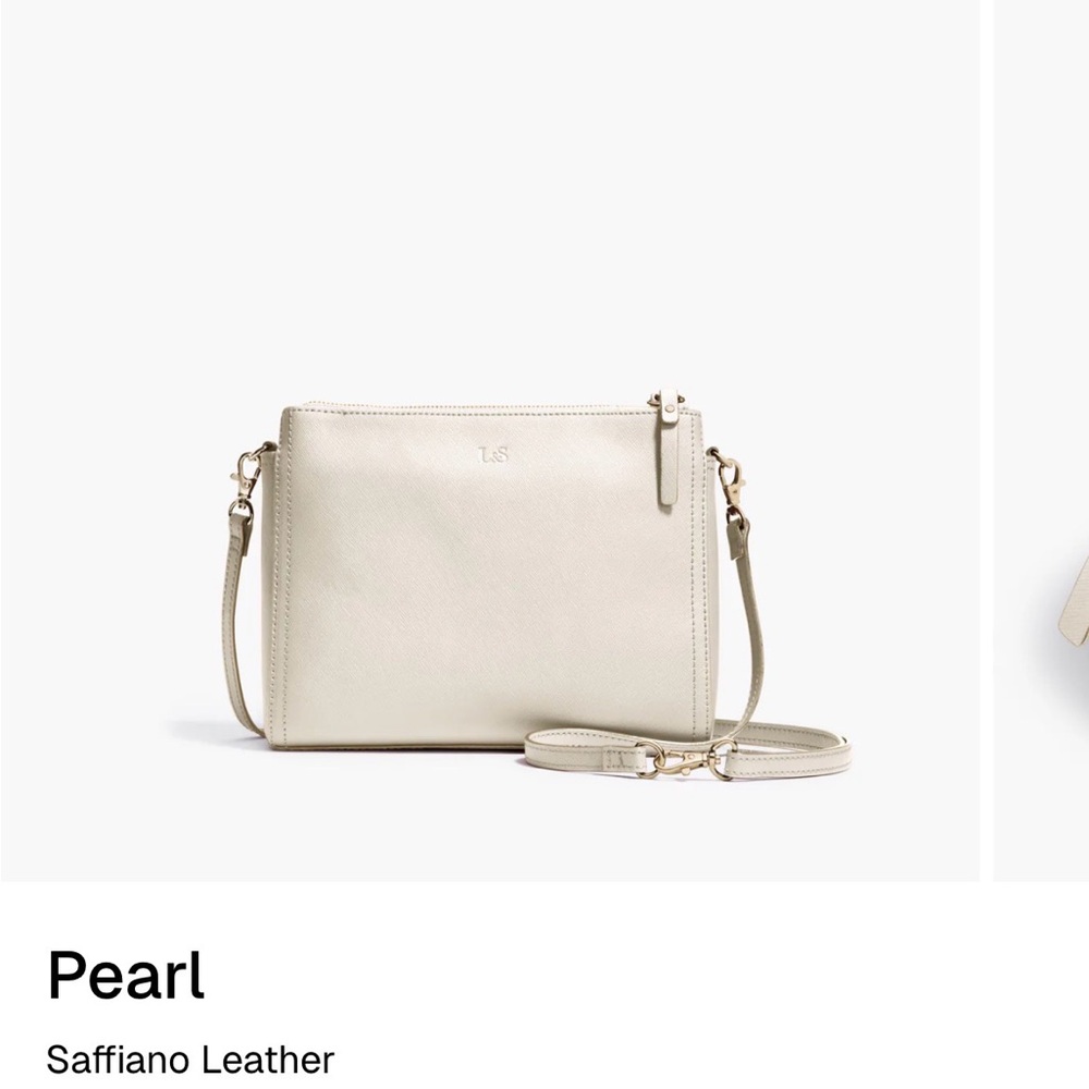 Lo & Sons Pearl Saffiano Leather Crossbody Bag in Ivory - Picture 12 of 16